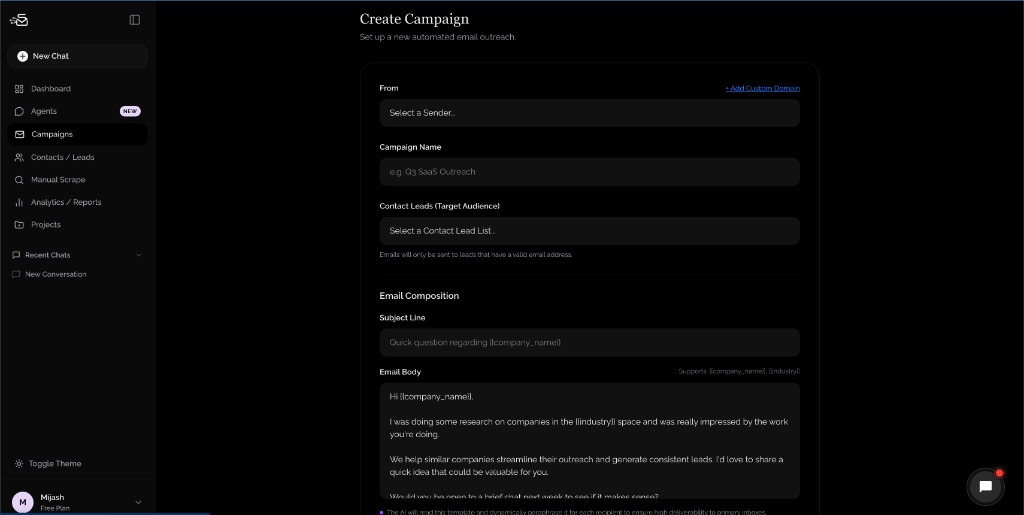 AI Email Marketing - Create Campaign